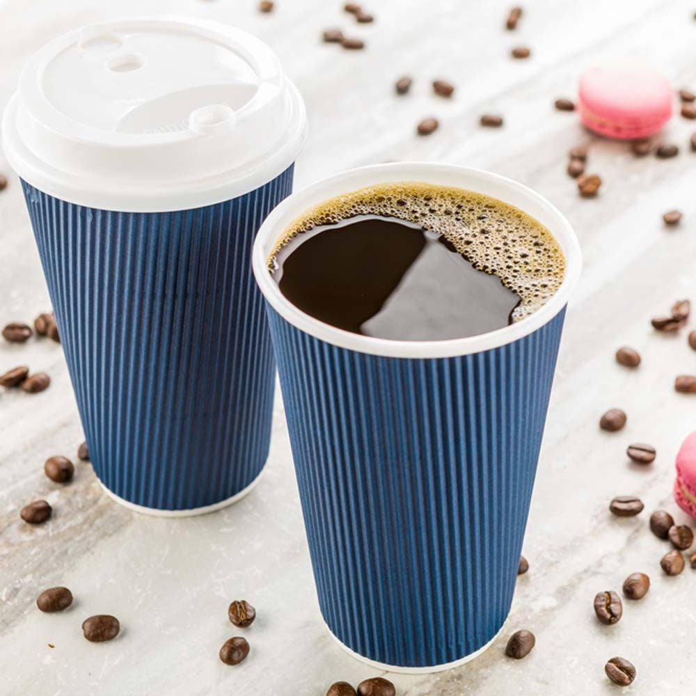 Cups, Hot, 16 Ounce, Paper, Midnight Blue, Ripple-Wall, 16 Ounce,1 - 500 COUNT