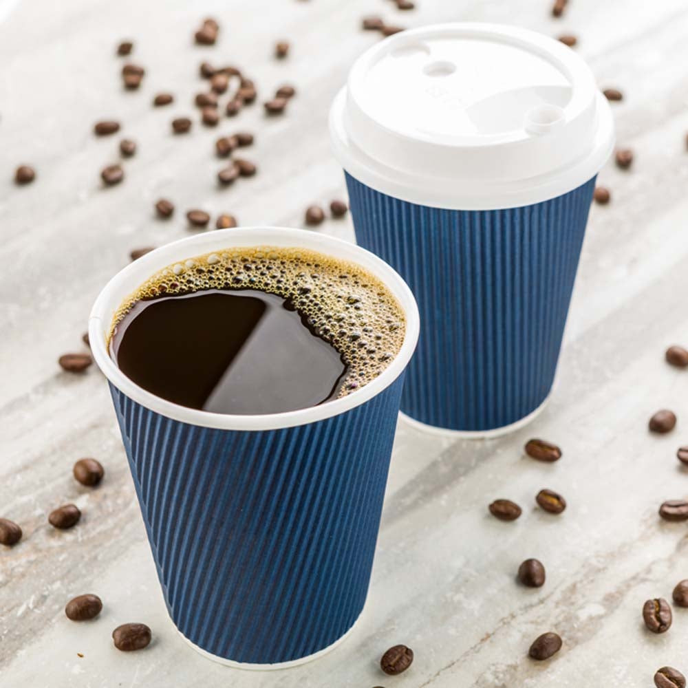 Cups, Hot, 12 Ounce, Paper, Midnight Blue, Ripple-Wall, 12 Ounce,1 - 500 COUNT