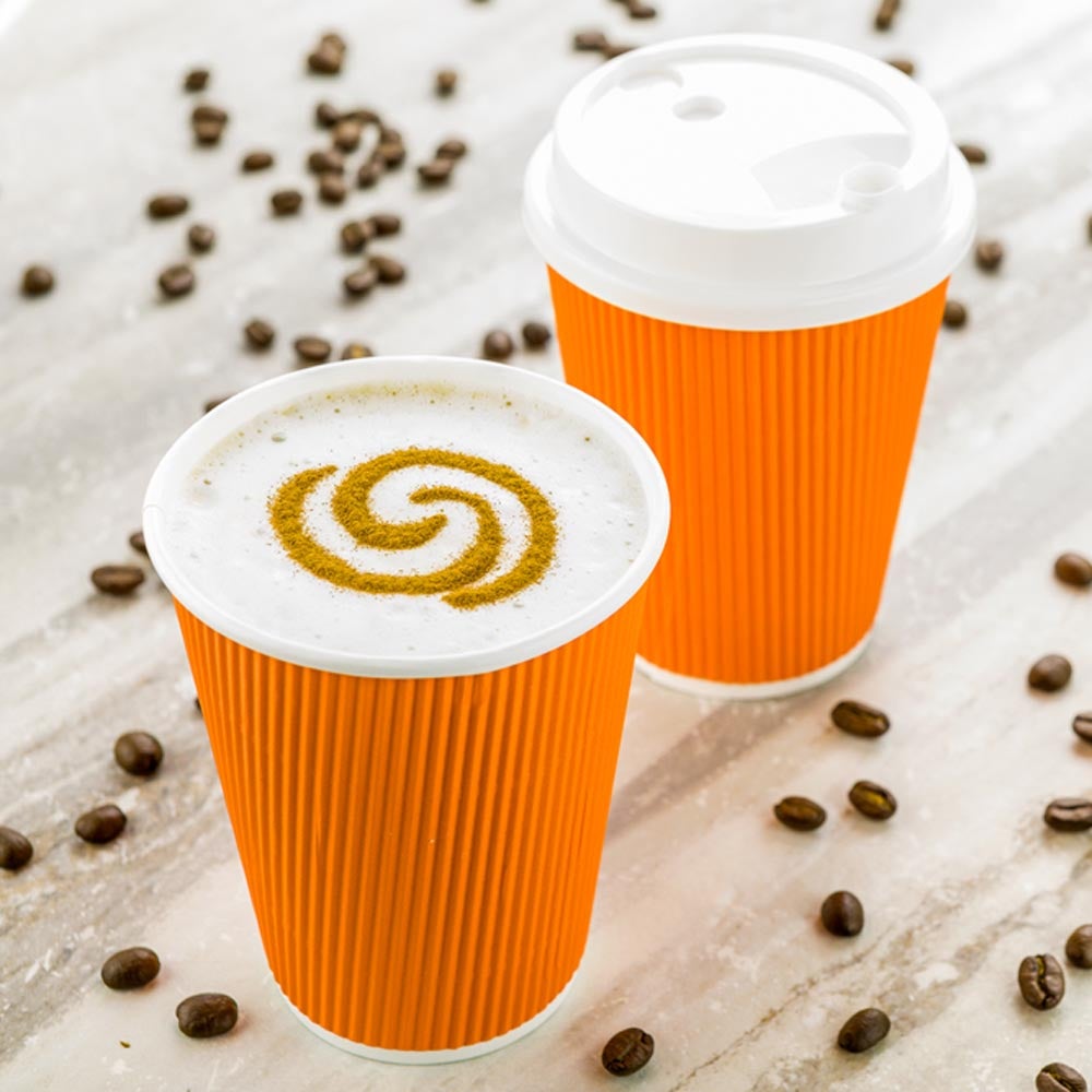 Cups, Hot, 12 Ounce, Paper, Tangerine Orange, Ripple-Wall, 12 Ounce,1 - 500 COUNT