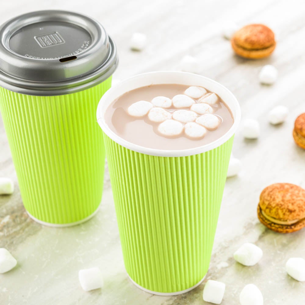 Cups, Coffee, 16 Ounce, Paper, Eco Green, Ripple Wall, 3.50 x 3.50 x 5.50 Inch,20 - 25 COUNT