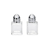 Shakers, Salt & Pepper, 0.5 Ounce, Cube, Glass with Chrome Plated Top, 15 Milliliter,1 - 24 COUNT