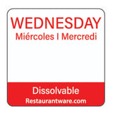 Label, Wednesday Food Rotation, 1 x 1 Inch, Dissolvable, Red, Trilingual,1 - 500 COUNT