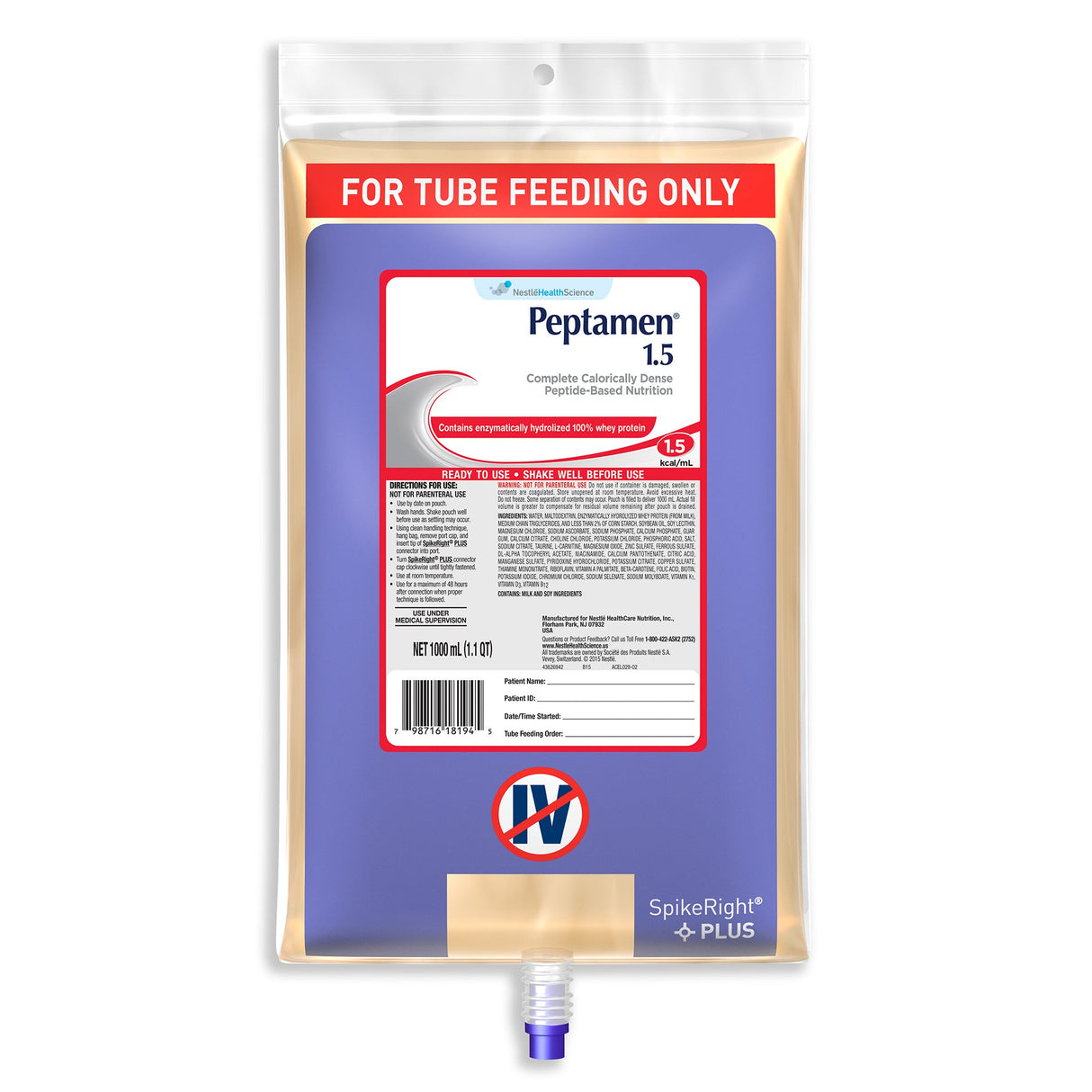 Supplements, Feeding Tube Formula, Peptamen, Unflavored, Ready to Use,6 - 33.8 FLUID