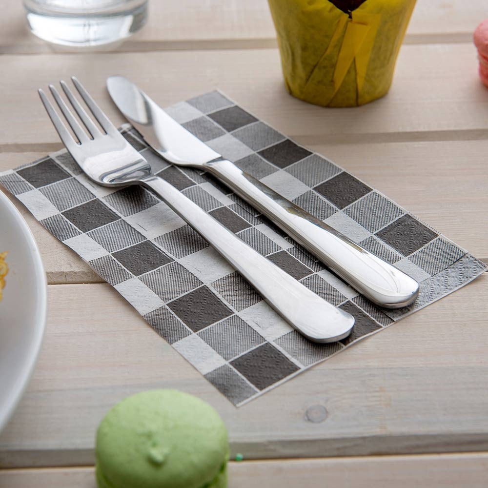 Napkins, 1 Ply, Picnic Print, Black, 7 x 13.5 Inch,1 - 100 COUNT