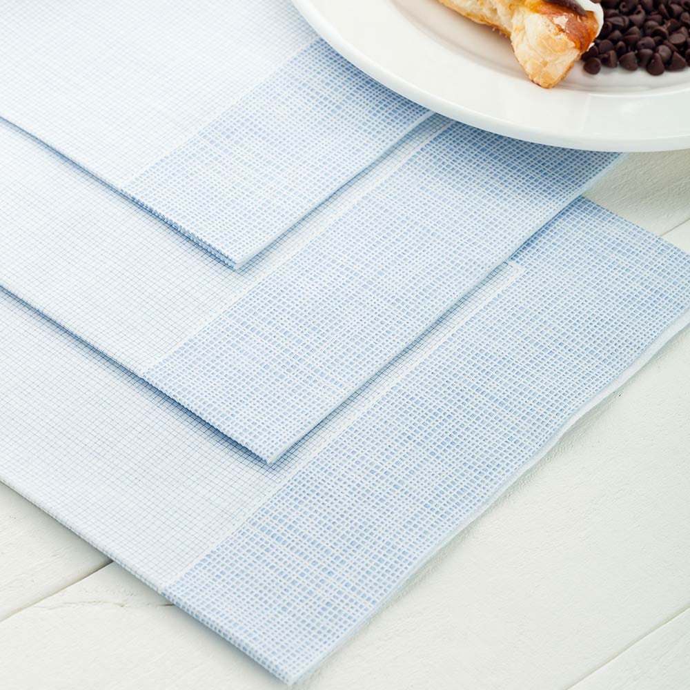Napkins, White with Blue Threads, 16 x 16 Inch, 16 Linear Inch,1 - 600 COUNT