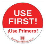 Label, Use First, 2 x 2 Inch, Removable, Red, Bilingual,1 - 500 COUNT