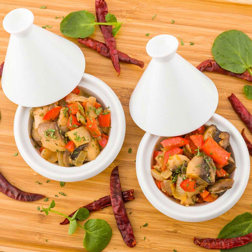 Dishes, Mini Tajine, Porcelain, 0.5 Ounce, 3.5 Inch, White, 3.46 Linear Inch,1 - 10 COUNT