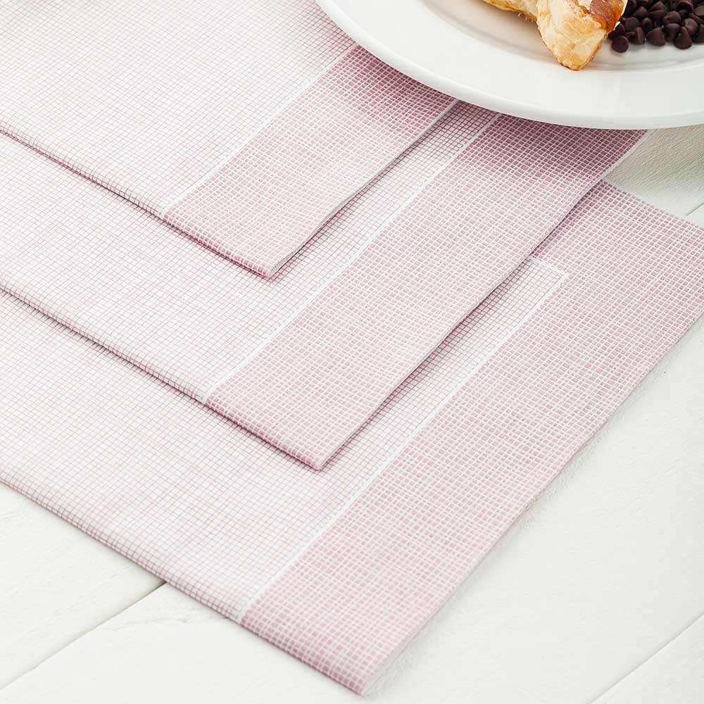 Napkins, White with Burgundy Threads, 16 x 16 Inch, 16 Linear Inch,1 - 600 COUNT