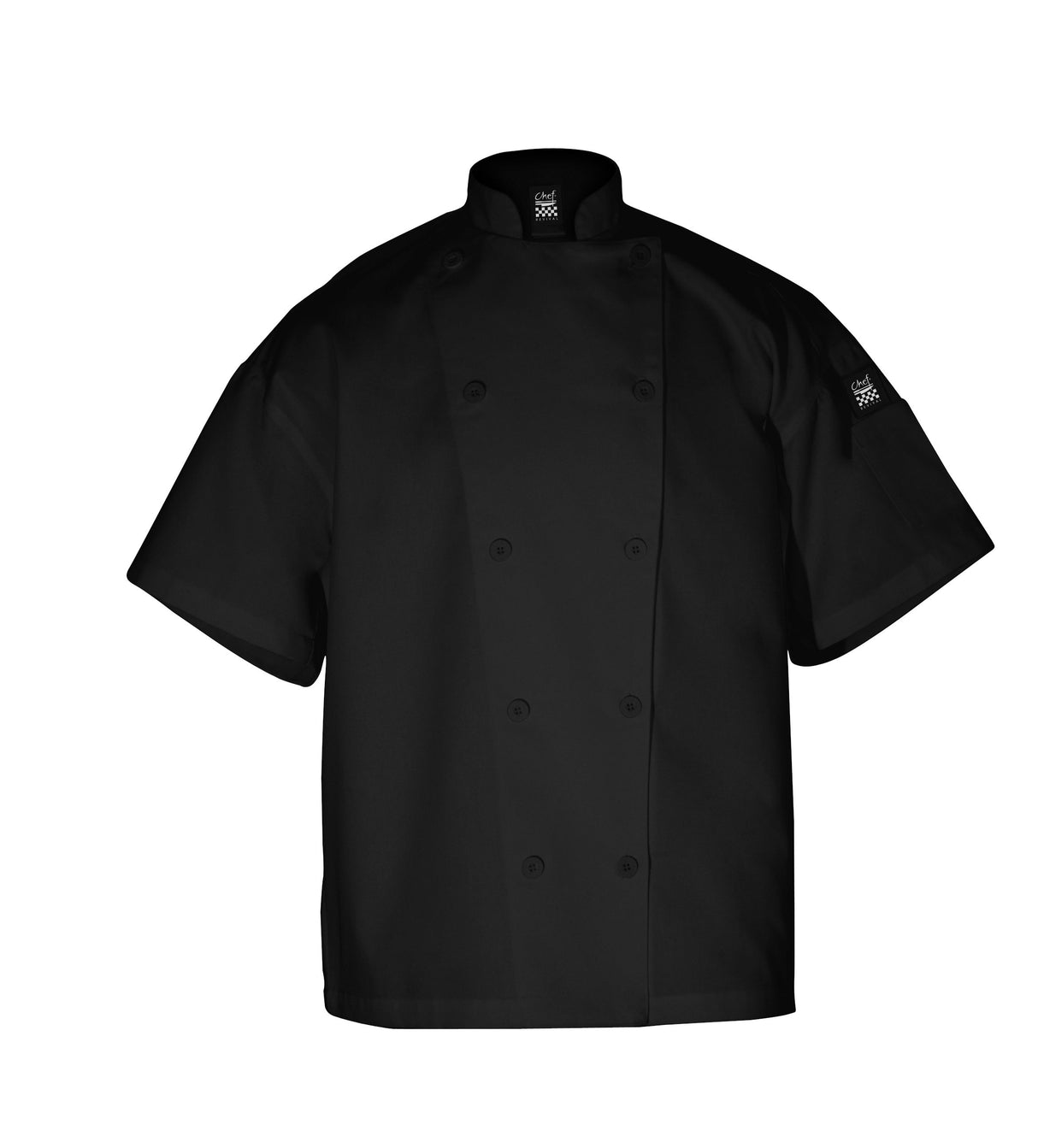Jacket, Crew, Short Sleeve, Black, Medium, Poly/Cotton Blend,1 - 1 EACH