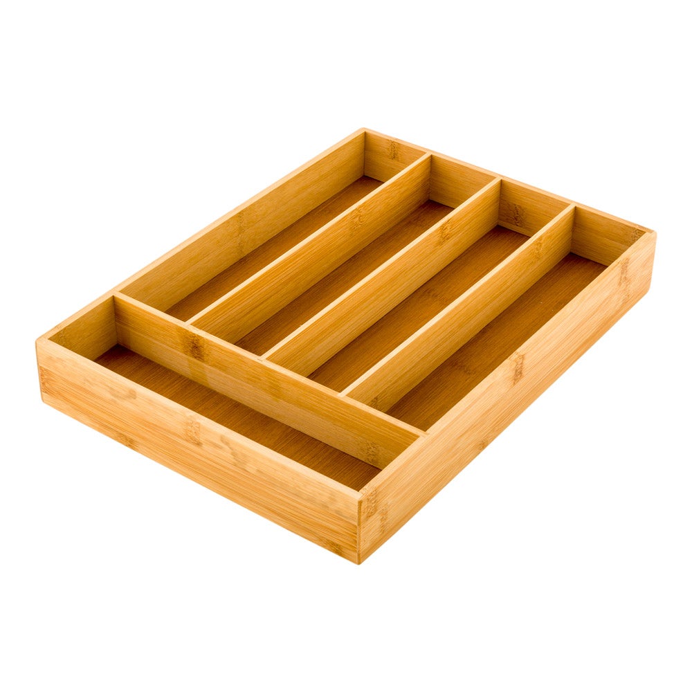 Organizer, Drawer, 13.75 x 10 x 2 Inch, 5-Compartment, Natural, Bamboo,1 - 1 EACH