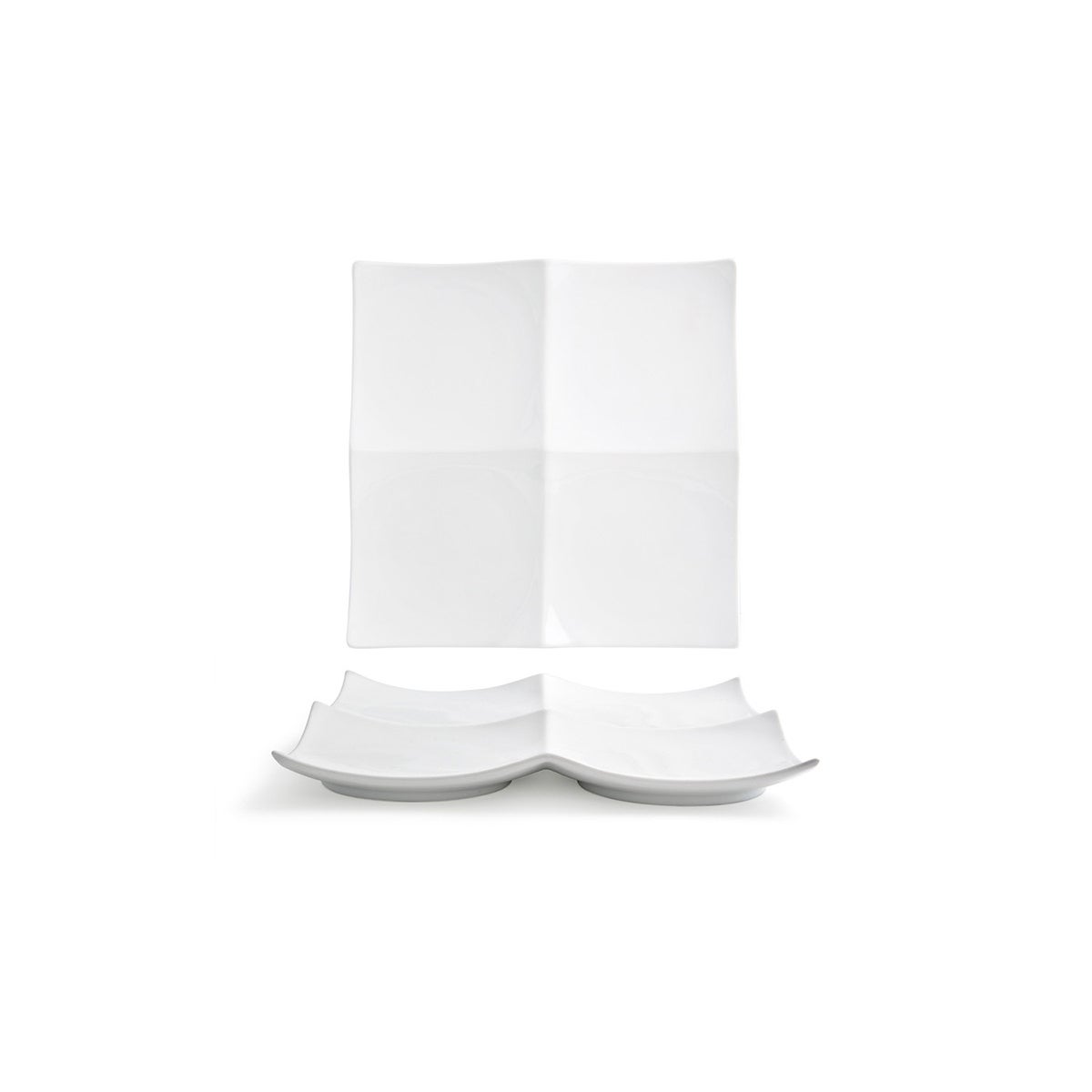 Plates, Origami, 12 Inch, White, Undecorated, Square with Flared Edges,4 - 1 COUNT