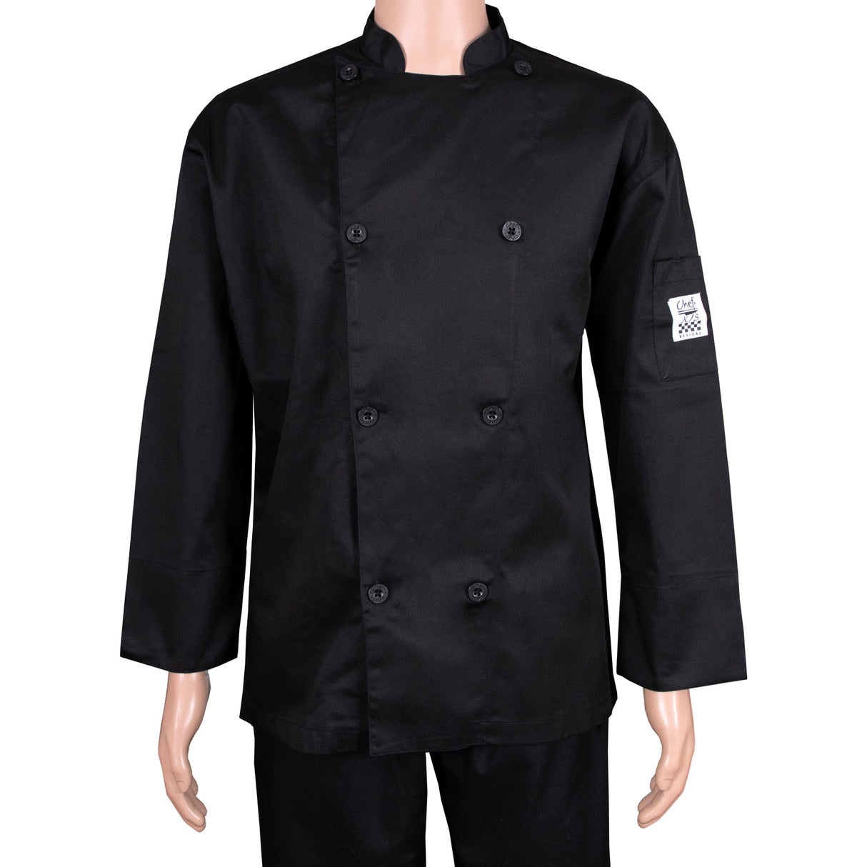 Jacket, Chef, Performance Series, Black, Extra Small, Poly/Cotton Blend,1 - 1 EACH