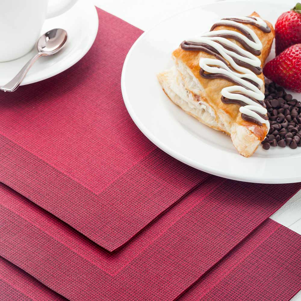 Napkins, Luxenap Air Laid Dinner, Bordeaux with Black Threads, 16 x 16 Inch, 16 Linear Inch,1 - 25 COUNT