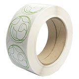 Stickers, Write-On, 1.7 Inch, Paper, White with Green Decor, Round, Compostable,1 - 1000 COUNT