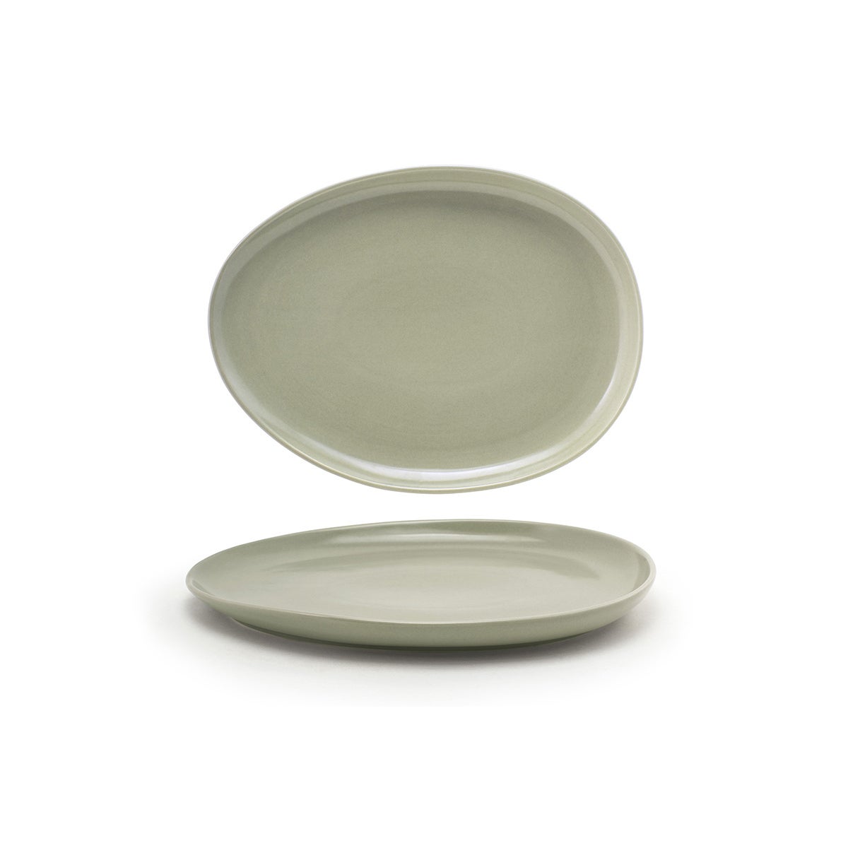 Plates, Low, Porcelain, 13 Inch, Pumice, Oval,2 - 1 COUNT