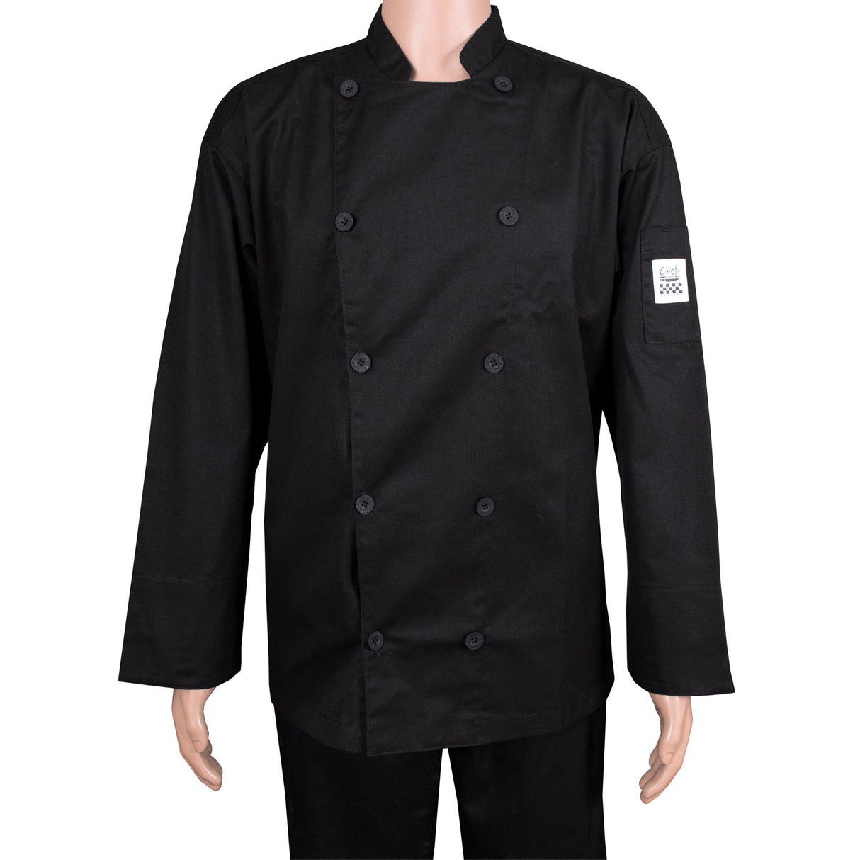 Jacket, Chef, Long Sleeve, Traditional, Black, 4X, Poly/Cotton Blend,1 - 1 EACH