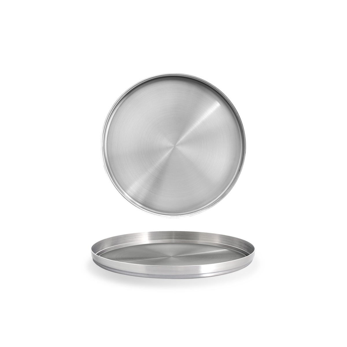 Plates, Brushed Stainless Steel, 9 Inch, Silver, Round,12 - 1 EACH
