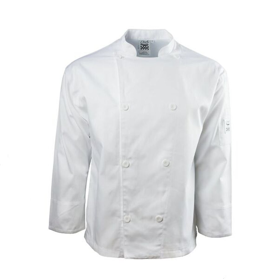Jacket, Crew, Long Sleeve, Traditional, White, 6X, Poly/Cotton Blend,1 - 1 EACH