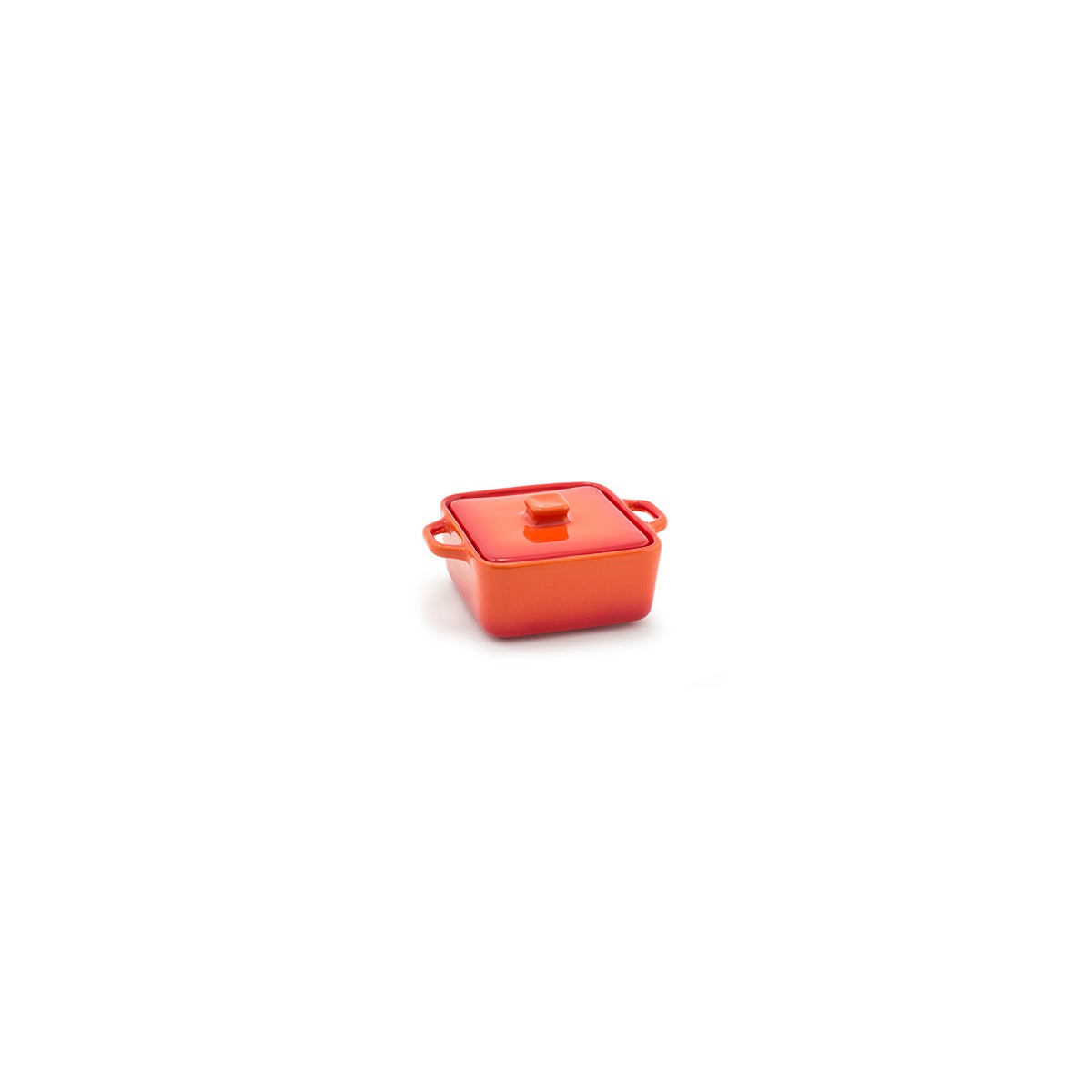 Dishes, Ovenware, 8 Ounce, Square, Blood Orange, with Lid,12 - 1 EACH
