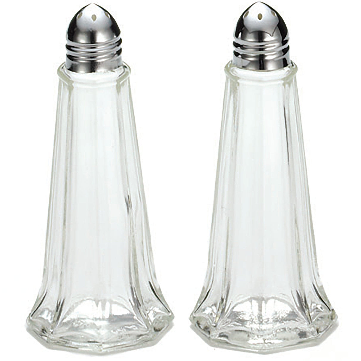 Shakers, Salt & Pepper, 1 Ounce, Eiffel Tower, Clear, Glass, with Chrome Plated Tops,24 - 1 EACH