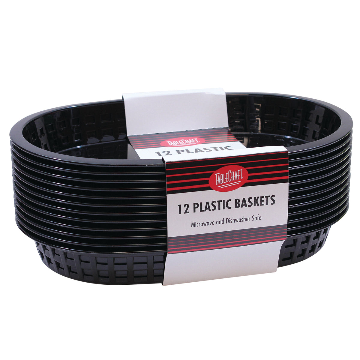Baskets, Chicago Platter, 10.63 x 7 x 1.5 Inch, Oval, Black, Plastic,3 - 12 COUNT