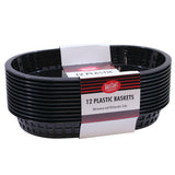Baskets, Chicago Platter, 10.63 x 7 x 1.5 Inch, Oval, Black, Plastic,3 - 12 COUNT