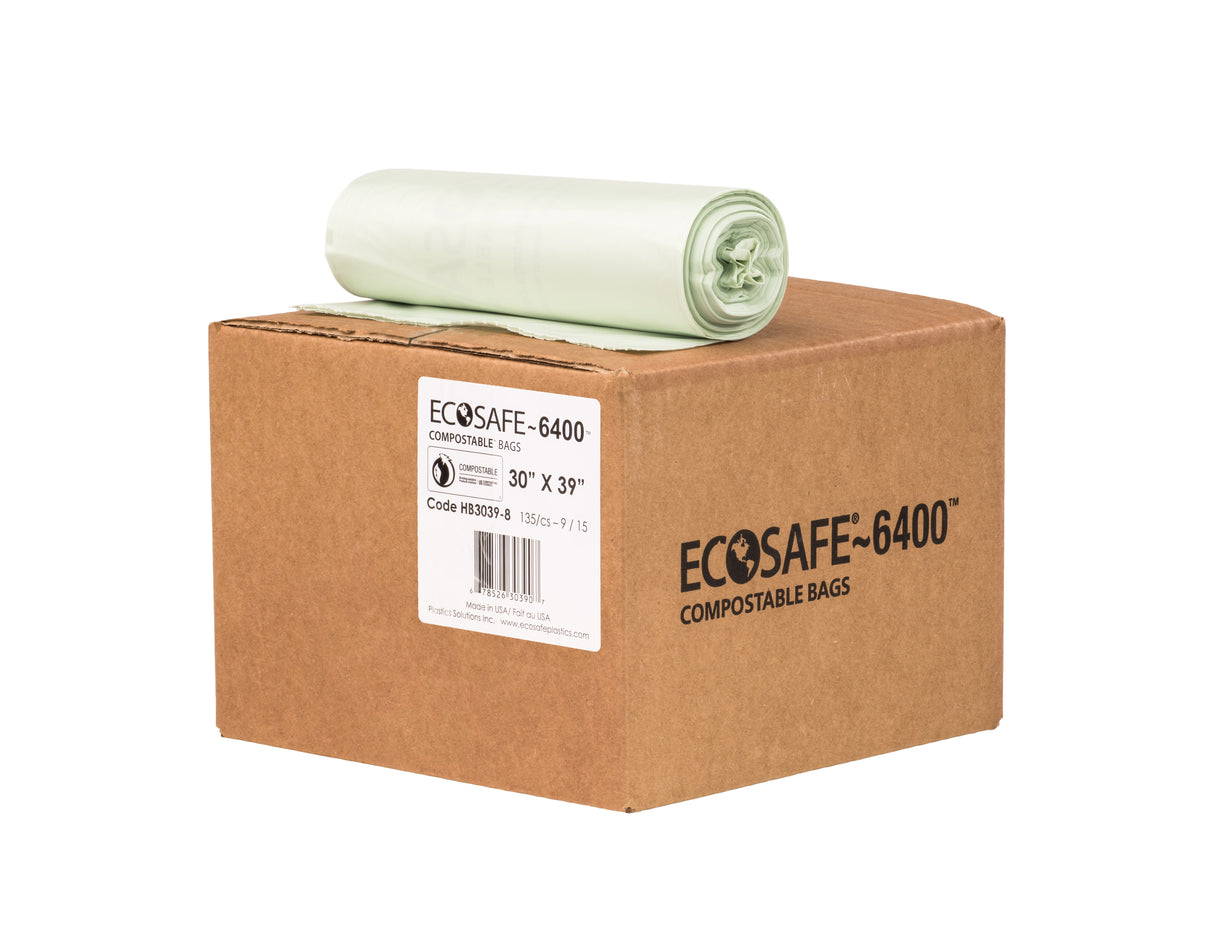 Bags, Compostable, 0.8 Mils, 30 x 39 Inches,9 - 15 COUNT