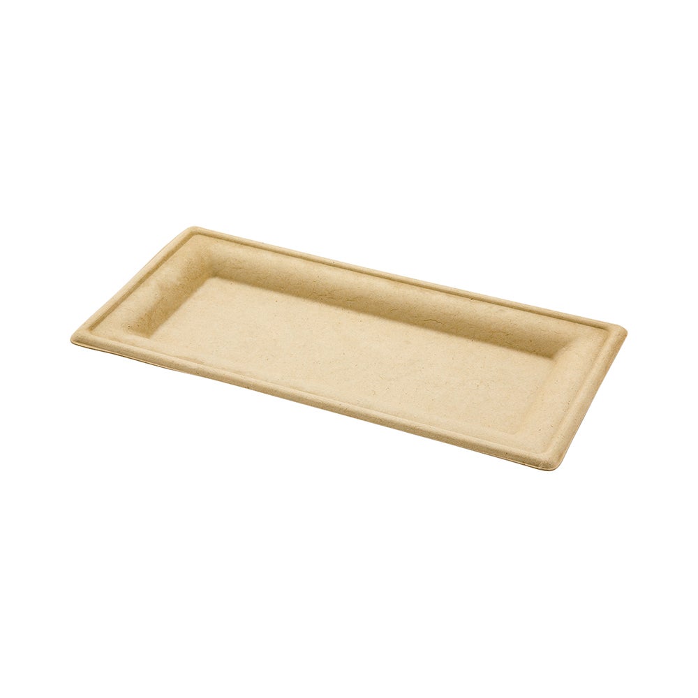 Plates, 10 x 5 x 0.5 Inch, Molded Fiber, Natural, Rectangular, Biodegradeable, Sugarcane,1 - 100 COUNT
