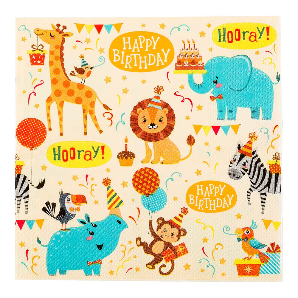 Napkins, Lunch, 3-Ply, Jungle Safari, 13 x 13 Inch,1 - 500 COUNT