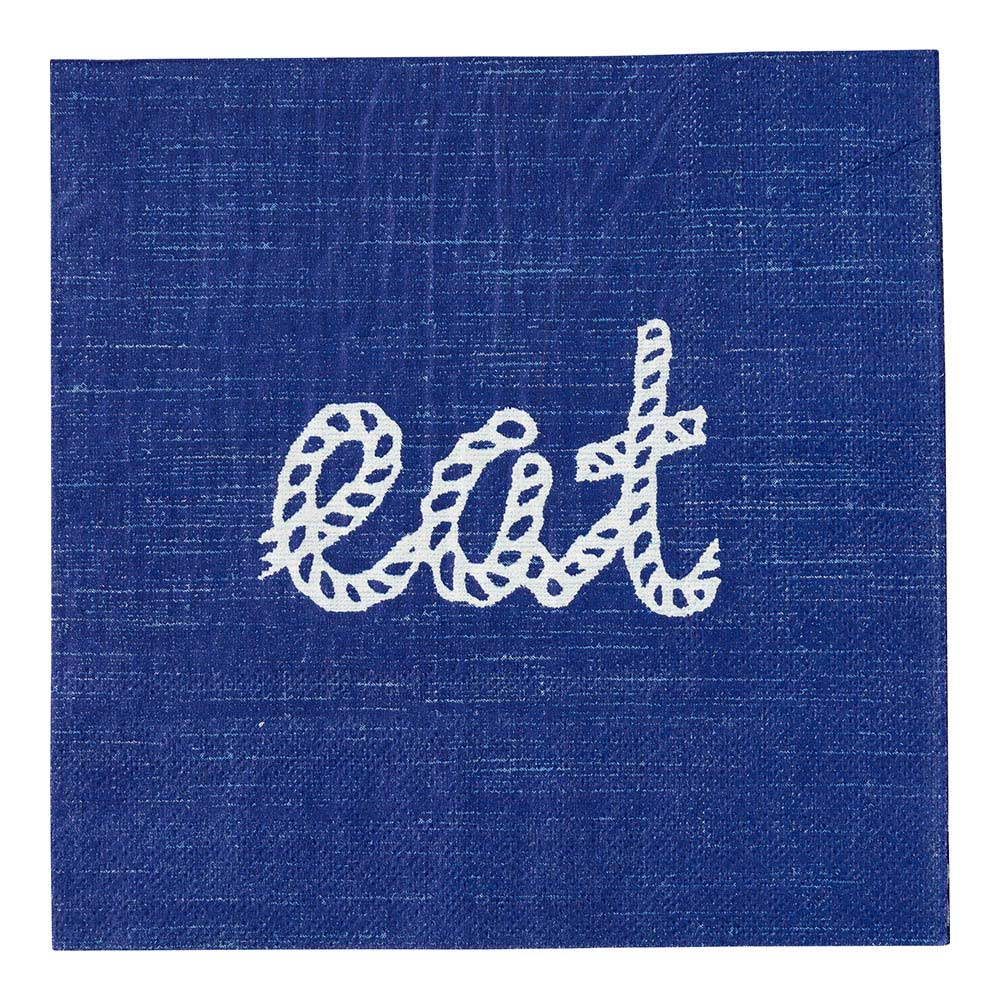 Napkins, Lunch, 3-Ply, Navy Blue Eat, 13 x 13 Inch,1 - 500 COUNT