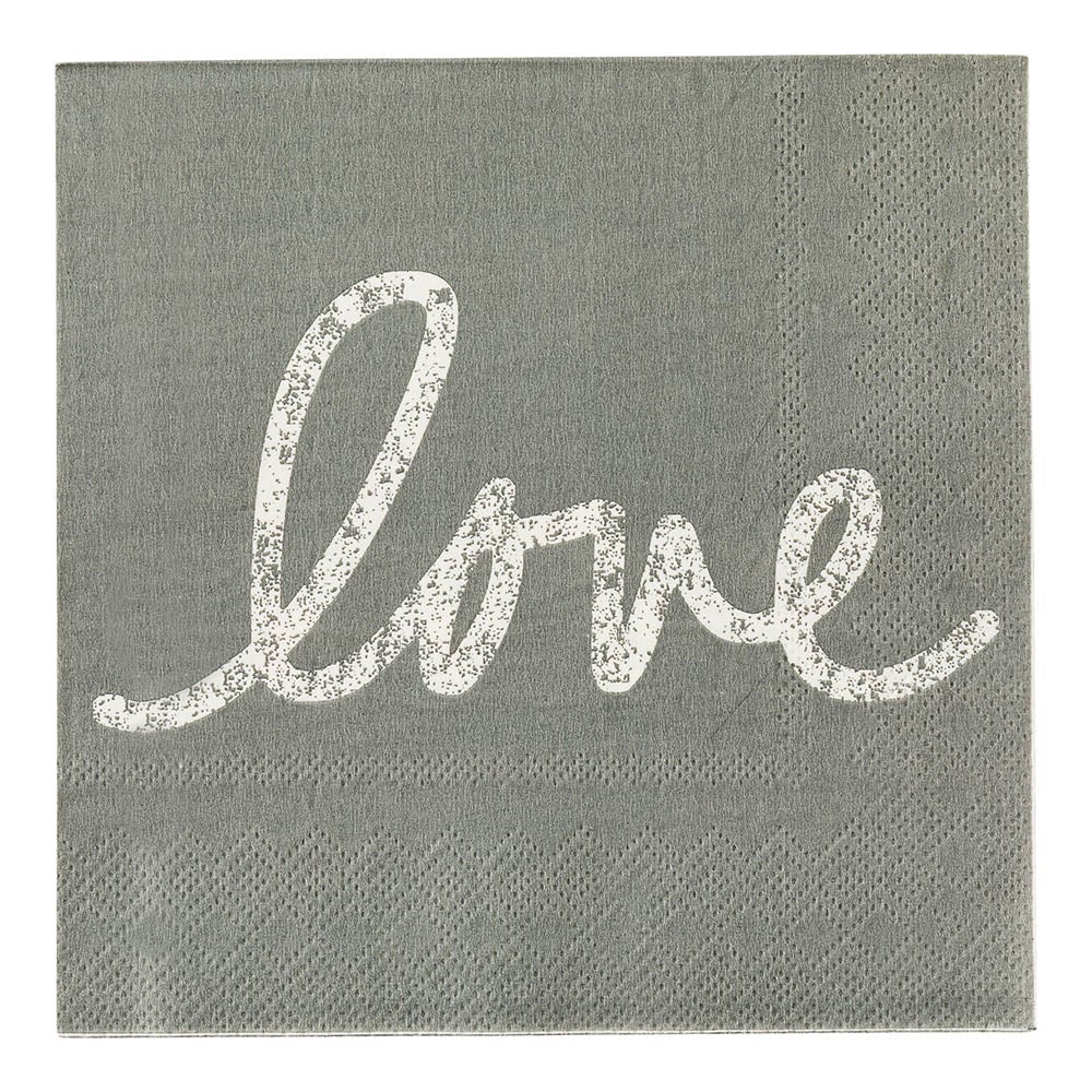 Napkins, Lunch, 3-Ply, Gray Love, 13 x 13 Inch,1 - 500 COUNT