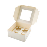 Boxes, Cupcake, 6.25 x 6.25 x 3 Inch, Paper, White, Square, with Hinge Lock Lid & Transparent Window,1 - 100 COUNT