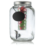Beverage Dispenser, Mason Jar, 2 Gallon, Glass, with Infuser/Ice Core/Chalkboard,1 - 1 EACH