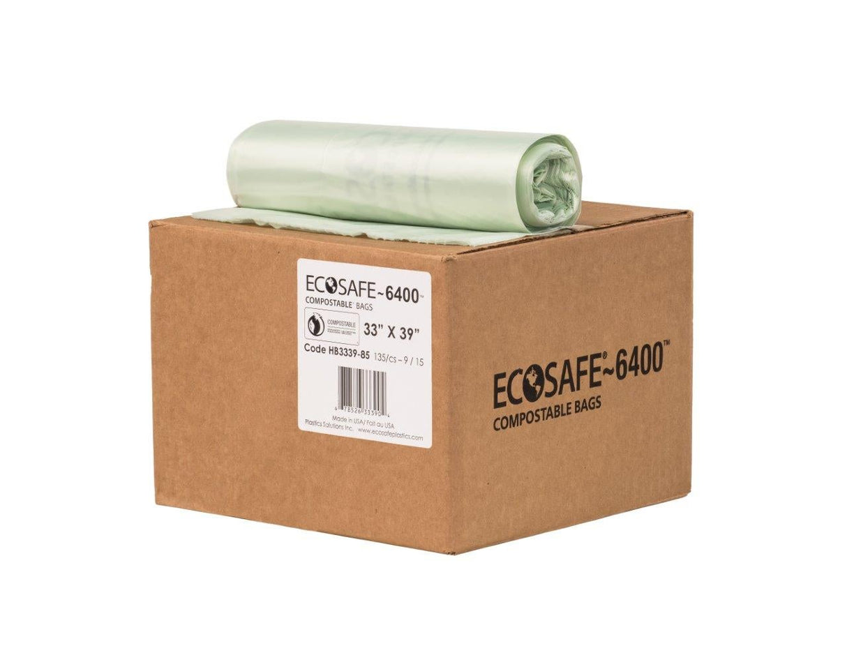 Bags, Compostable, 0.85 Mils, 33 x 39 Inches,9 - 15 COUNT