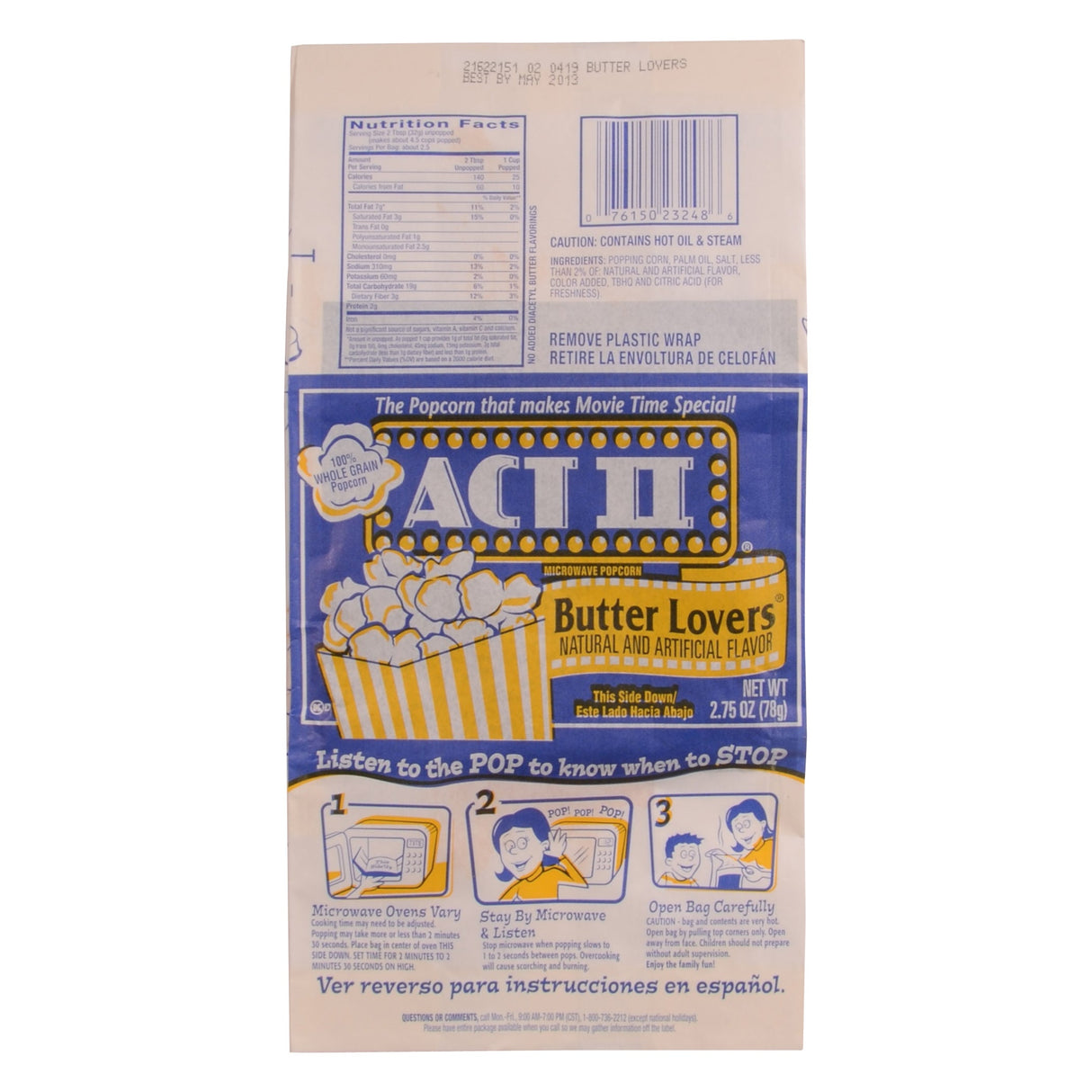 Popcorn, Butter Lover's, Microwave, Single-Serve, 2.75 Ounce,4 - 18 COUNT