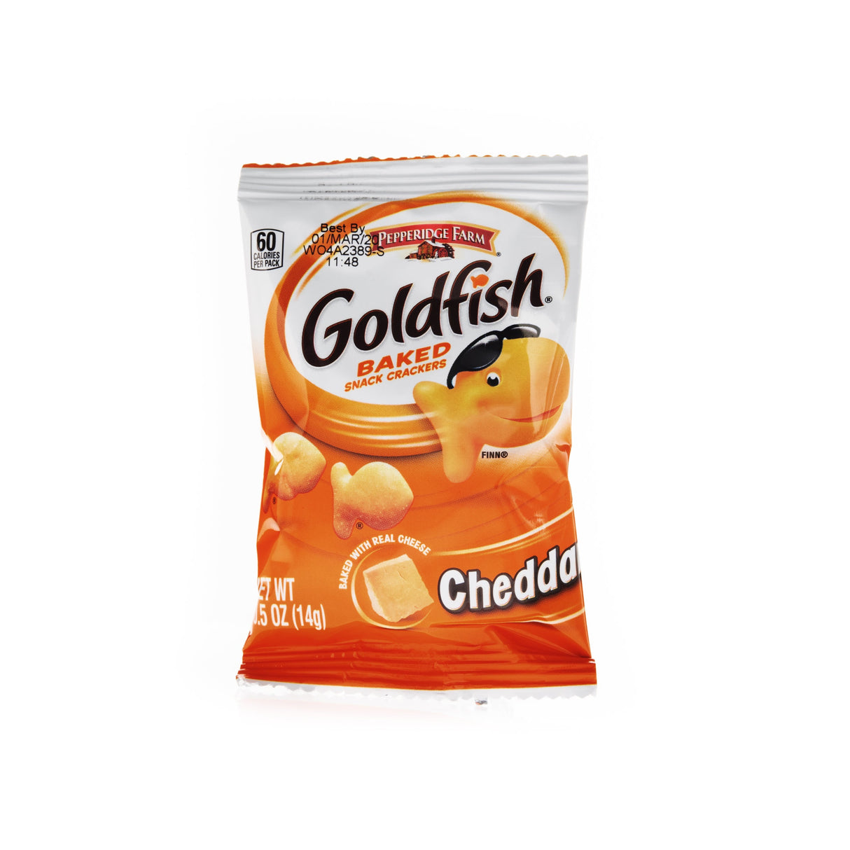 Crackers, Goldfish, Cheddar, Single-Serve,100 - 0.5 OUNCE