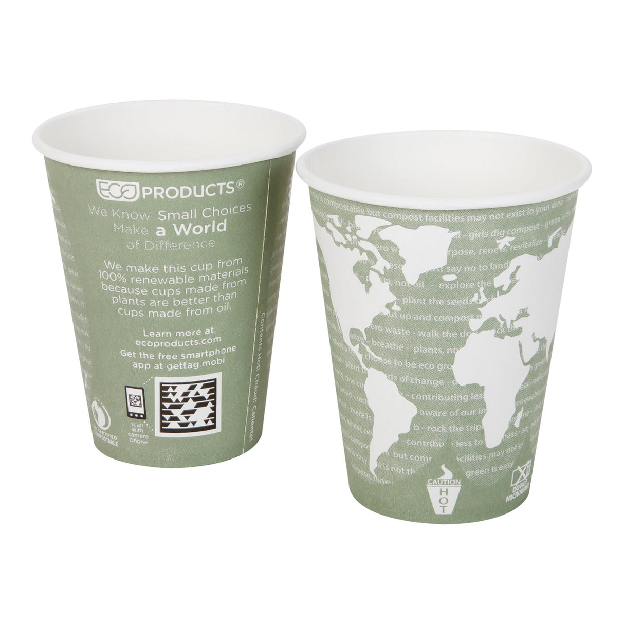 Cups, Hot, 12 Ounce, Paper, Green, Compostable, 12 Ounce,20 - 50 COUNT