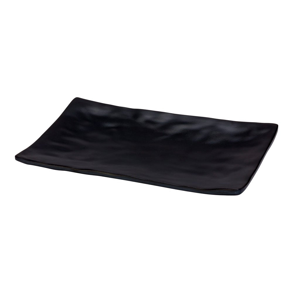 Plates, Small, Voga Japonais Melamine, 7.75 x 5.5 x 0.75 Inch, Black Faux Slate, Rectangular,1 - 4 COUNT