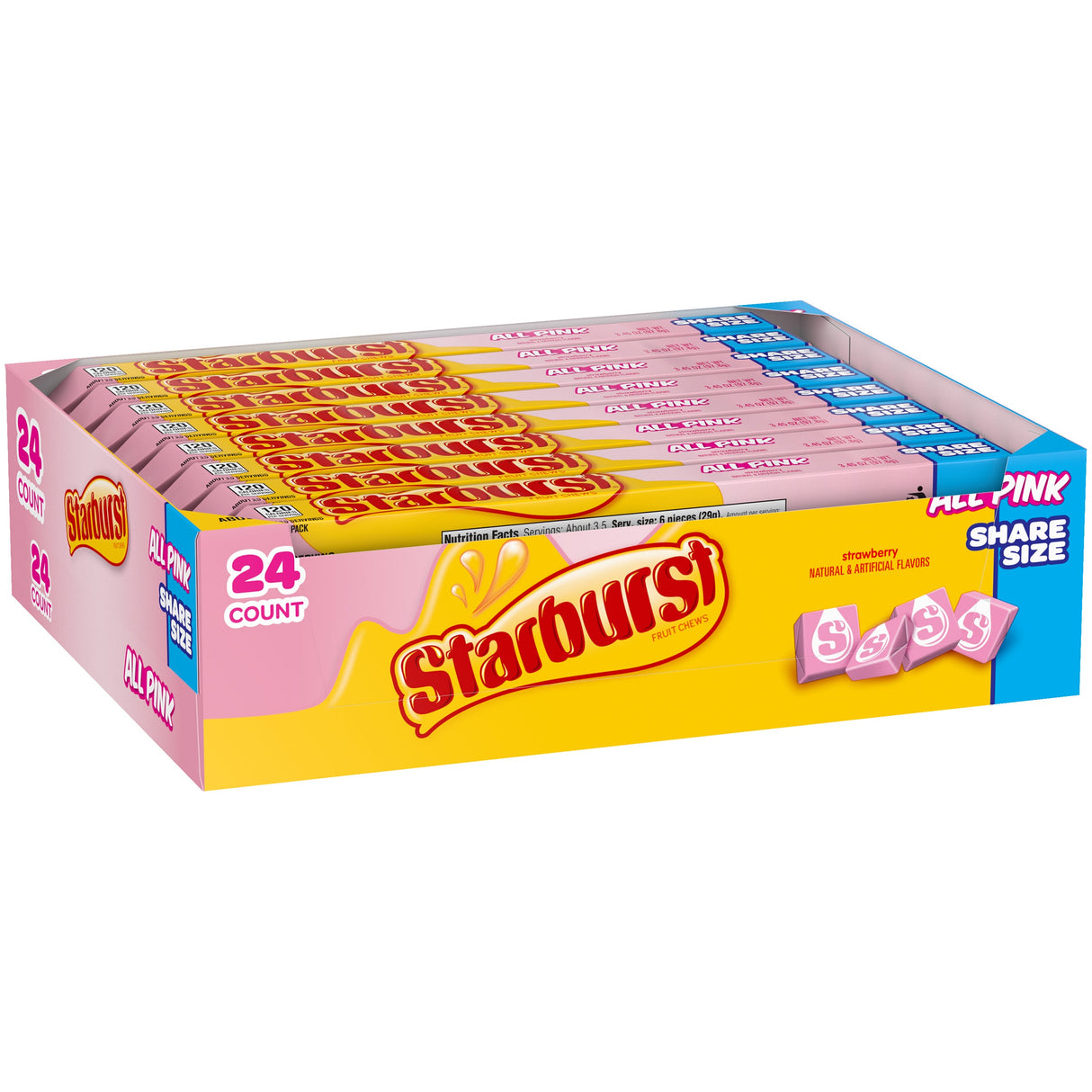 Candy, Chewy, All Pink, Share Size, 3.45 Ounce,6 - 24 COUNT