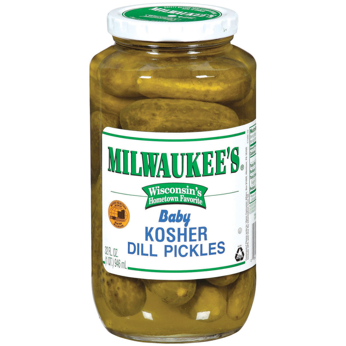 Pickles, Dill, Whole, Kosher, Baby,12 - 32 FLUID