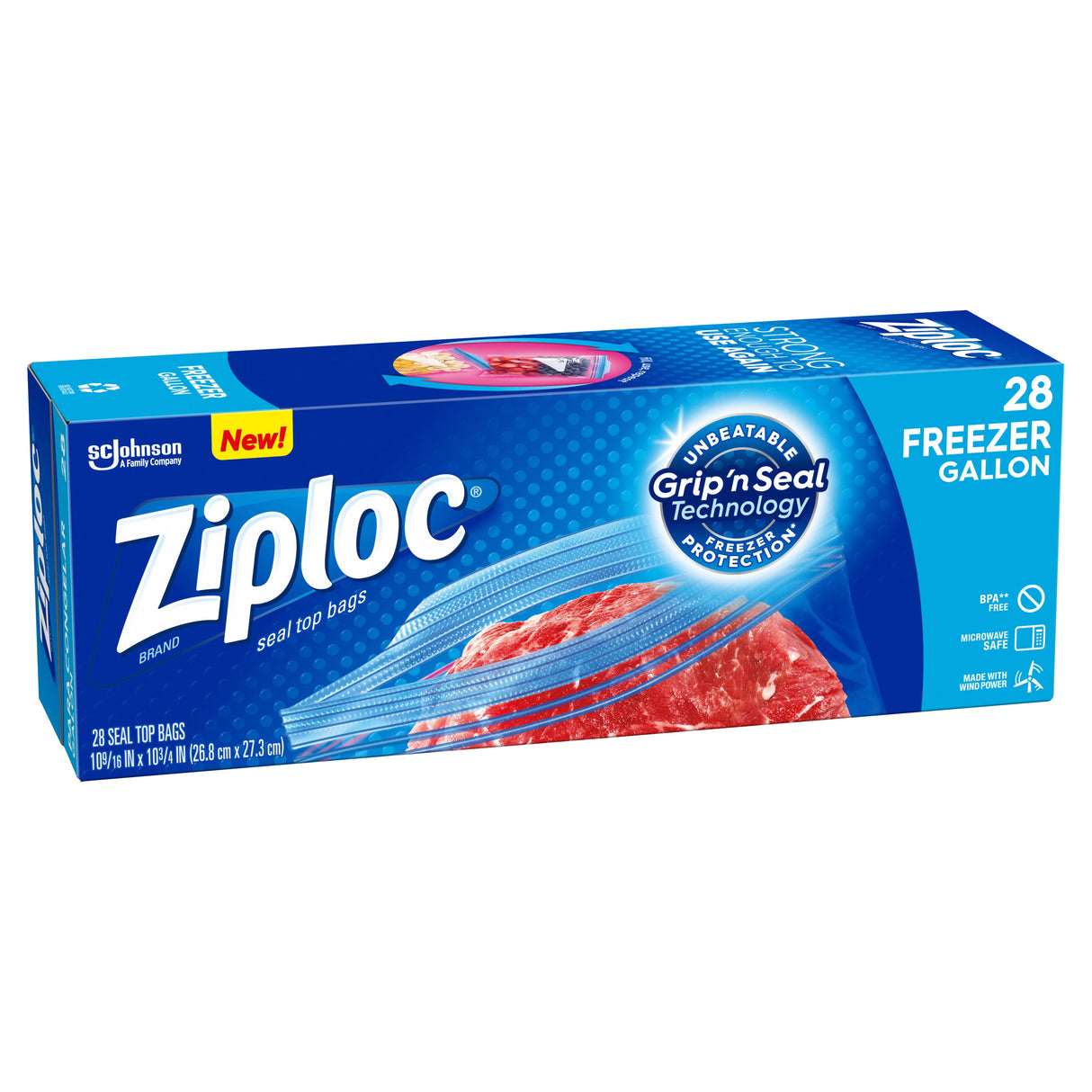 Bags, Reclosable Freezer, 1 Gallon, Plastic, Clear,9 - 28 COUNT