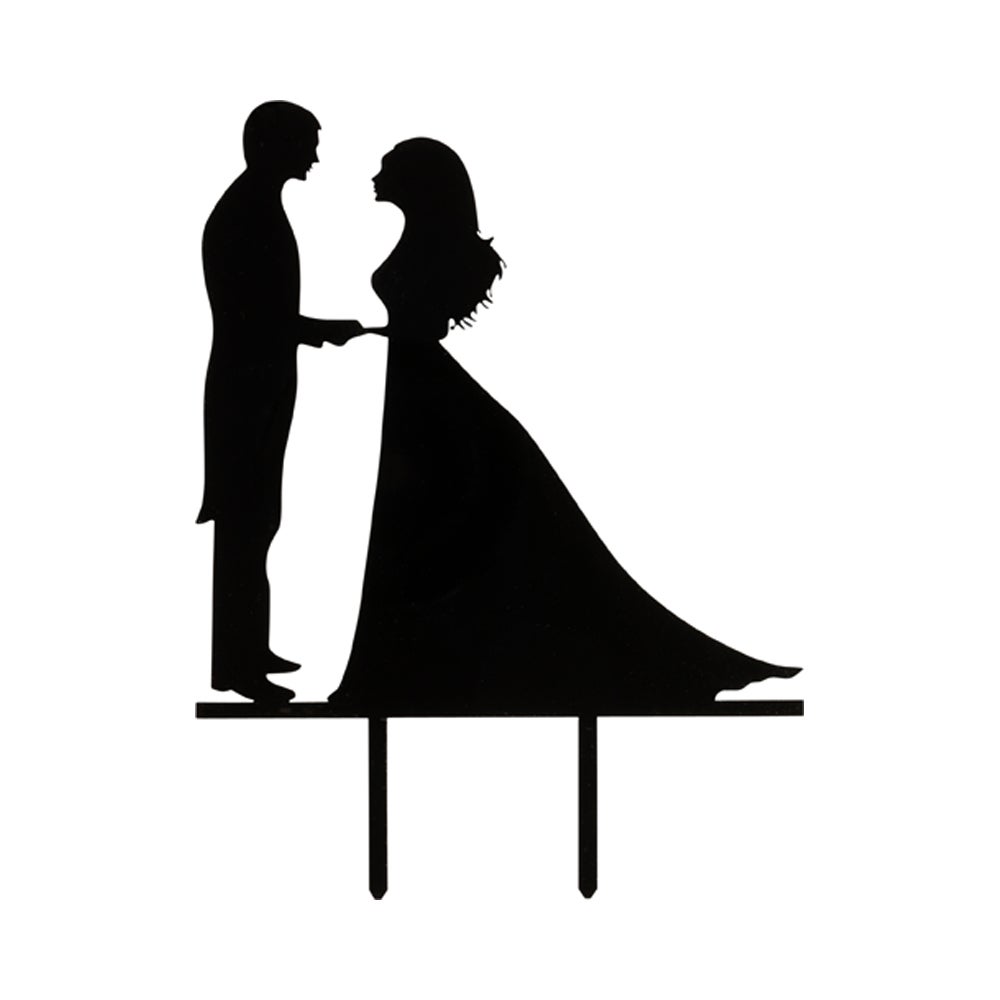 Cake Topper, Wedding, 6.75 x 5 Inch, Acrylic, Black, Bride & Groom,1 - 1 EACH