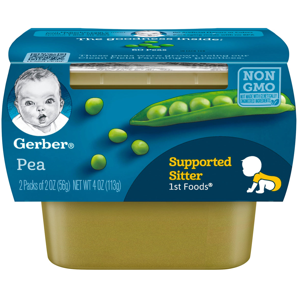Baby Food, Pea, 1st Foods, 2 Ounce,8 - 2 COUNT