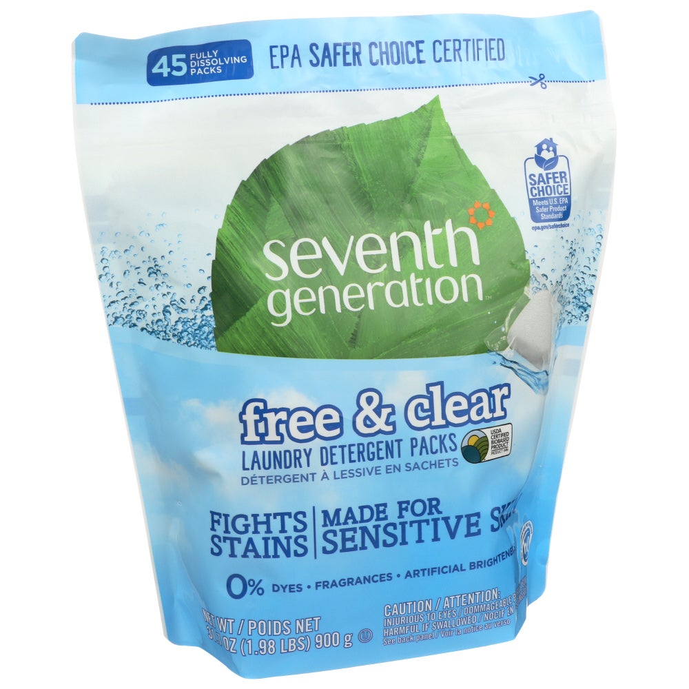 Laundry Detergent, Powder Pack, Free & Clear,8 - 45 COUNT