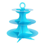Cupcake Stand, 3-Tier, 13.5 x 13.5 x 14 Inch, Cardboard, Turquoise, with White Polka Dots,1 - 1 EACH