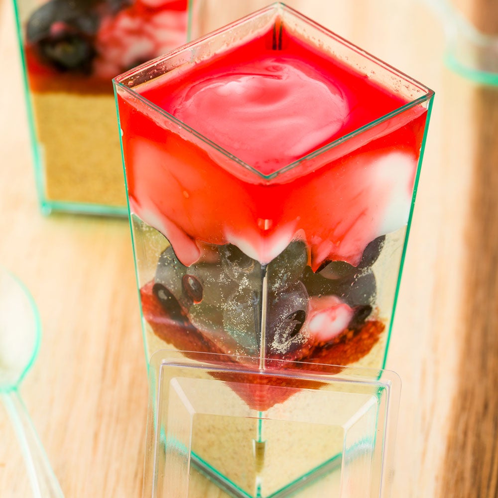 Cups, Geometric Dessert, 3.5 Ounce, Plastic, Sea Green, Tall Square, Heavyweight, 3.5 Ounce,1 - 100 COUNT