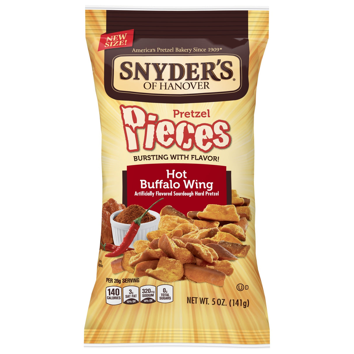 Pretzel, Hot Buffalo Wing, Pieces, Single-Serve,8 - 5 OUNCE