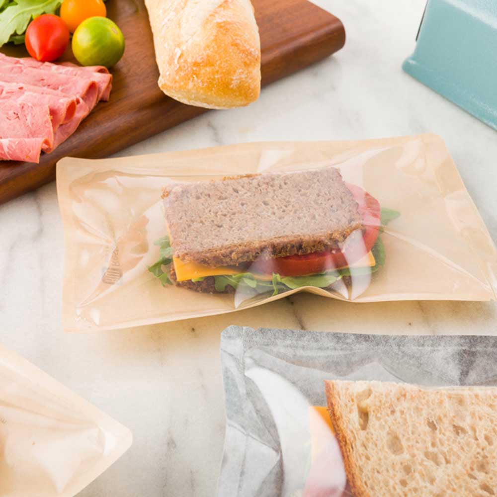 Bags, Heat-Sealable Sandwich, 8.3 Inch, Plastic, Kraft Brown, Double Seal Rip Lock, with Window, 8.3 Linear Inch,1 - 100 COUNT