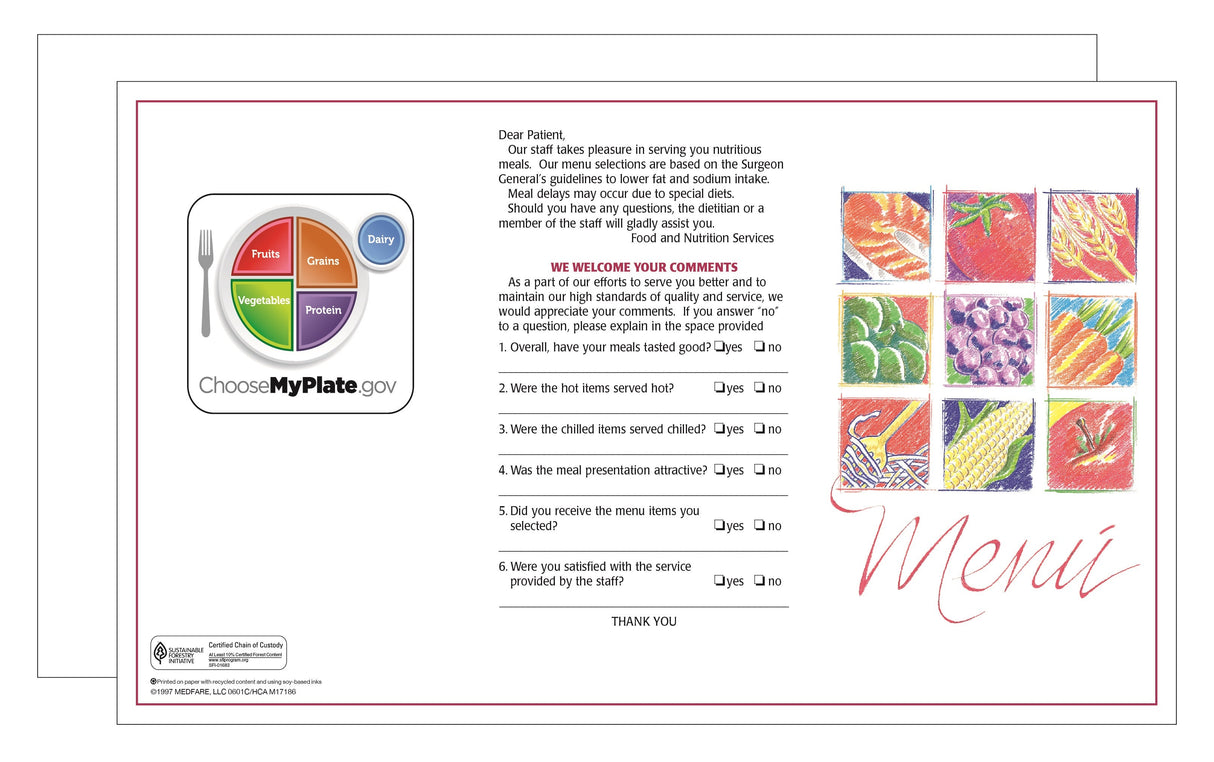 Menus, White, Blank, Market Medley,1 - 500 COUNT