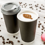 Cups, Hot Coffee, 16 Ounce, Paper, Black, Double Wall, 16 Ounce,1 - 500 COUNT